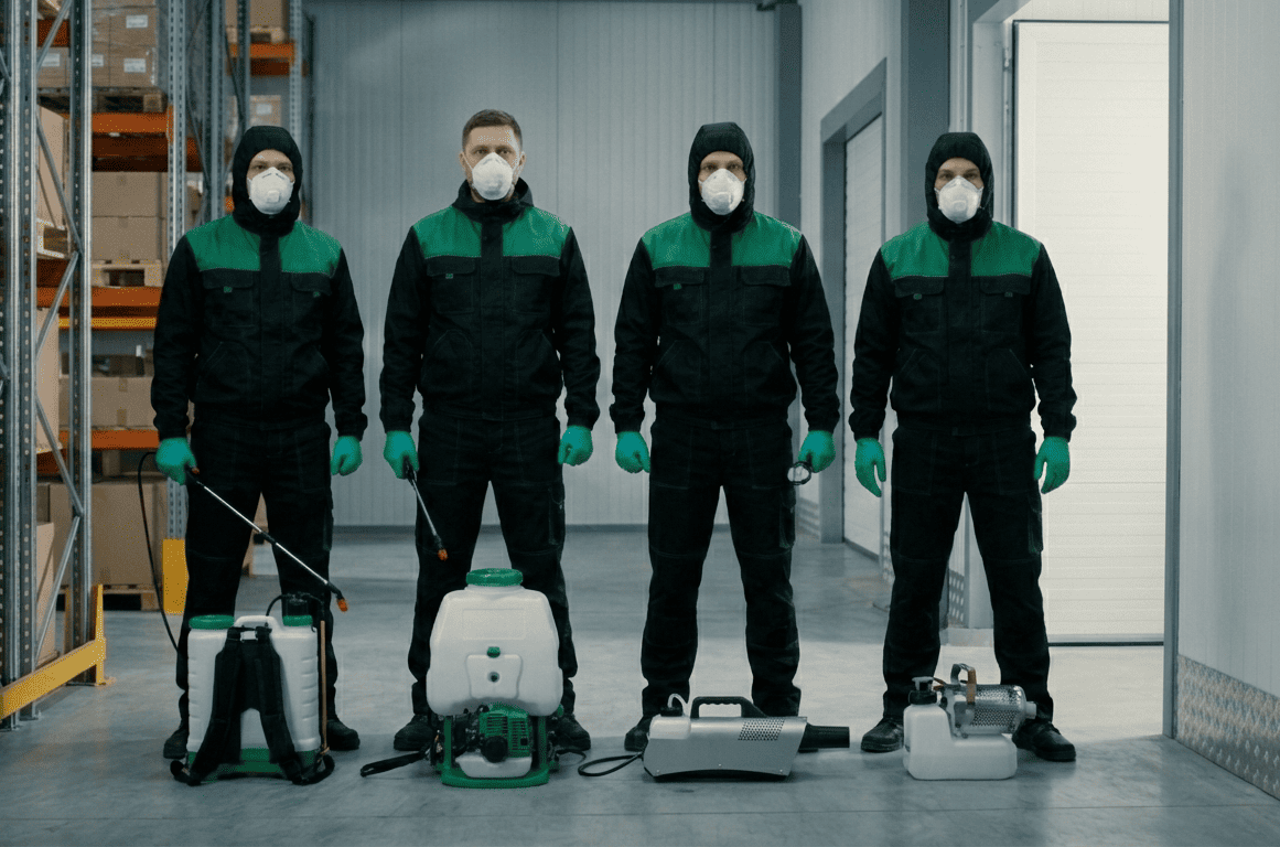 فريق الألمانية سيرفيس أثناء تنفيذ أعمال مكافحة الحشرات